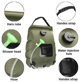 Switchable Shower Head20L Water Bags Outdoor Camping Solar Shower Bag Foldable Heating Camp Shower Hiking Climbing Bath Bag