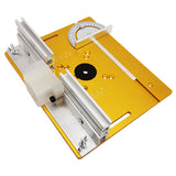 Aluminium Router Table Insert Plate w/ Miter Gauge Guide and Profile Fence Sliding Brackets for Woodworking Benches Table Saw