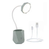 LED Table Lamp, Eye-Caring Light Press Control 3 Level Dimmer USB Portable Charging Port with Pencil Holder for Office