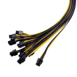 60CM 18AWG GPU PCIE 6Pin Male to 8Pin (6+2) Male Graphics Video Card Power Cable for BTC Ethereum Miners Mining 12Pcs