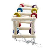 Wooden Bird Parrot Swing Ladder Toys Hanging Bird Chewing Climbing Stand Perch with Bell Playground Colorful Bite Blocks Toy C42