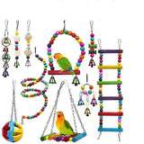 5-12Pcs Bird Cage Toys for Parrots Wood Birds Swing Hanging Chewing Bite Rack Toys Beads Shape Parrot Toy Bird Toys