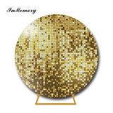 InMemory Glitter Sequin Elastic Round Photography Backdrops Wedding Baby Shower Disco Party Photobooth Shine Twinkle Table Cover