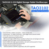 Owon Tablet Digital Oscilloscope TAO3102 8 Inch LCD Touch Screen USB Storage Oscilloscopes 8 bits 2 Channels 100Mhz Bandwidth
