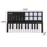 WORLDE Panda MIDI Controller Portable Mini 25-Key USB Keyboard &amp; Drum Pad MIDI Controller Plug and Play USB 2.0 Cable