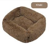 Pet Beds Long Plush Dog Bed Square Solid Color Puppy Beds Mat for Little Medium Large Pets Supplies Winter Warm Bed Cat Cushions