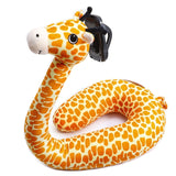2 In 1 Travel Cartoon Animal Plush U-Shaped Neck Pillow with Mobile Phone Holder Q1QD