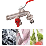 G2AB 90 Degree Double Valve Water Tap Durable Brass Manual Adjust Faucet for Home Outdoor Garden Tools