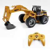 Huina 1530 1/18 RC Car 6ch Metal Excavator Remote Control Excavator Toy With Charging Battery RC Truck Toys Kids Christmas Gift