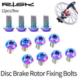 RISK 12 Pcs Bike Disc Brake Rotor Fixing Bolts TC4 Titanium Bicycle MTB Bike Ultralight Brake Screw Cycling Accessories M5*10MM