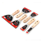 6Pcs Stainless Steel Putty Knife Scraper Blade 1"2"3"4"5"6" Cleaning Shovel Wall Shovel with Wood Handle
