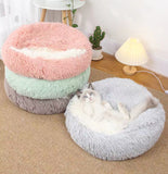 New 2 In 1 Hooded Cave Winter Warm Cat Dog Bed Round Soft Long Plush Dog House Bed For Small Dogs Kennel Cats Pet Nest