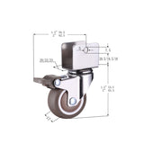 1.5” Furniture Crib Casters Cabinet Clamp with Brake Wheels Soft Rubber Swivel Caster Furniture Hardware Fittings Pack of 4