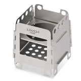 Lixada Portable Titanium Lightweight Folding Wood Stove Pocket Stove with Mini Alcohol Stove for Outdoor Camping Cooking Picnic