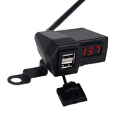 3.1A Motorcycle Car Charger Dual USB Cigarette Lighter Voltmeter Display Waterproof Wiring 60CM Double USB Adapter Accessories