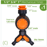 1-4 Way Mechanical Watering Timer 1/4'' 3/8'' 1/2" 3/4" Hose Quick Connector 120 Minutes Manual Controller Irrigation Supplies