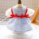 New Summer Luxury Blue Plaid Pet Dog Dresses Puppy Clothes Cat Skirt Girl Dog Clothes Vestidos Para Perritas