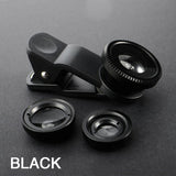 3in1 Fisheye Phone Lens 0.67X Wide Angle Zoom Fish Eye Macro Lenses Camera Kits With Clip Lens On The Phone For Smartphone