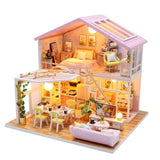 CUTEBEE DIY Dollhouse Kit Wooden Doll House Miniature House Furniture Kit Casa Music Led Toys for Children Birthday Gift A68B