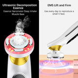 Micro-current Beauty Instrument Facial Lifting Anti Wrinkle Ultrasonic Introducer EMS Red Color Light Skin Tightening Machine