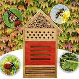 Insect House Natural Wooden Bee Hotel Garden Decoration Nests Box for Ladybugs Lacewings Butterfly