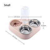 3 in 1 Dog and Cat Feeding Bowl with Dog Water Bottle 500ML Automatic Drinking Pet Bowl Stainless Steel 3 Bowls of Pet Supplies