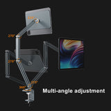 Suspension Magnetic iPad Stand Long Arm Adjustable Tablet Holder For iPad Pro 12.9 / 11 Inch Aluminum Desk Clamping iPad Stand