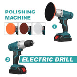 1200W Brushless Electric Polishing Machine Electric Drill Wireless Car Polisher Rechargeable Sanding Tool for Makita 18V Battery