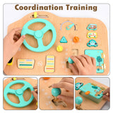 Toddler BusyBoard Montessori Toys - Toddler Sensory Board Baby Steering Wheel Wooden Board Car Driving Toy