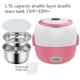 Mini Electric Rice Cooker Stainless Steel 2/3 Layers Steamer Portable Meal Thermal Heating Lunch Box Food Container Warmer