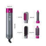 Professional Hair Dryer Blower 5 In 1 Hot Air Brush Dryer Blow Electric Hair Straightener Curler Flat Iron Curling Styling Tools