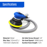 10000rpm Vacuum Air Sander Pneumatic Sander Self-Vacuum Palm Orbital Sander Grinder Polisher Sanding Machine Tool 6''