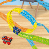 Glowing Race Track With LED Light Up Cars Race Car Track Sets Flexible Railway Assembled Track Birthday Gift For Childrens Toys