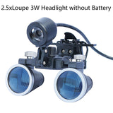 Binocular Dental Loupes 2.5X 3.5X Coated Optical Lens with Clip Magnifying Glass Galilean Dental Magnifier with Headlight