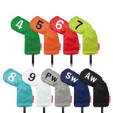 9Pcs Golf Iron Covers Perforated Colored 4 5 6 7 8 9 P A S Iron Head Cover PU Leather Waterproof Golf Club Head Covers Unisex