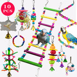 5-12Pcs Bird Cage Toys for Parrots Wood Birds Swing Hanging Chewing Bite Rack Toys Beads Shape Parrot Toy Bird Toys