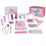 Kid Makeup Toy Mini Cosmetic Lipstick Eyeshadow Nail Gel Beauty Set Portable Cosmetic Bag Little Girls Princess Birthday Gift