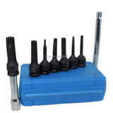 7pcs Impact Spline Bit Socket T20 T25 T30 T40 T50 T55 T60 + 3" 6" Socket Extension Bar 3/8 Drive Socket Wrench Bar Extension