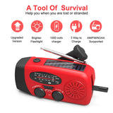 1000mAh Protable Hand Radio Solar Crank Dynamo Powered AM/FM/NOAA Weather Radio Use Emergency LED Flashlight And Power Bank