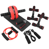 AB Wheel Roller Kit Abdominal Wheel Set with Push-Up Bar Jump Rope Hand Gripper Spring   Exerciser and Knee Pad Home Gym