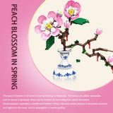 Decorative Flowers Peach Blossom Bouquet Building Blocks Romantic Peach Blossom Assembly Diy Model BricksToys Home Decor Gift