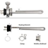 Weldless Heating Element Kit 1650W Ripple Heating Element  120V(23cm) integrated 1.5“Tri Clamp &amp; L6-30P Plug Silicone Gasket