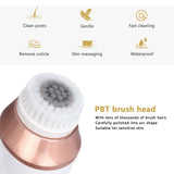 Facial Massager Electric Facial Cleaning Brush Vibrating Massage 3 Gears Waterproof Skin Care Exfoliating Brush White