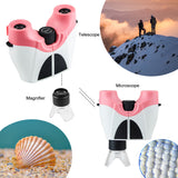 3 In 1 Magnifying Glass Telescopes Microscope Binoculars Portable Binoculars Utility Tool for Outdoor Travel Hiking Huntings