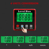 Digital Protractor Inclinometer 360° Level Angle Gauge Angle Finder Level Box with Magnet Rotatable Backlit Display Data Hold