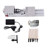 DC12-24V 96W Mini Lathe Beads Machine Woodwork DIY Lathe Standard Set with Power carving cutter Wood Lathe