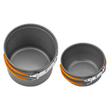 Outdoor Camping Cookware Set Portale Tableware Cooking Travel Cutlery Utensils Pot Pan Hiking Picnic Tools Orange Handle