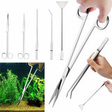 5pcs/set Aquarium Cleaning Tools Kit Tweezers Scissors For Live Plants Grass Stainless Steel Prune Tool Fish Aquatic Supplies