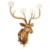 Modern Deer Head Glass Wall Lamps Sconce Resin Art Antlers Home Decor Wall Lights for Living Room Led Mirror Wall Light Fixtures