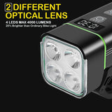 Upgraded 4 LED USB Rechargeable Bike Headlight 2000 Lumens Super Bright Bike Front Light 8 Modes Bicycle Light
